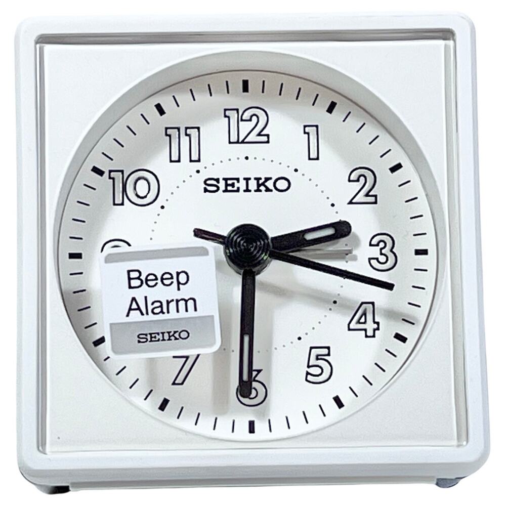 Seiko Analogue Bedside Alarm Clock Quiet Sweep Movement Luminous Hands QHE083W